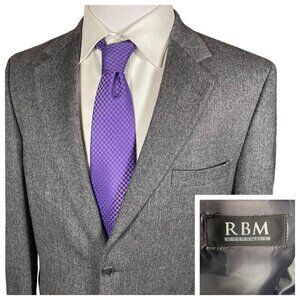 RBM Sport Coat Men's 42R Grey Wool Herringbone Blazer Jacket Two Button Ukraine